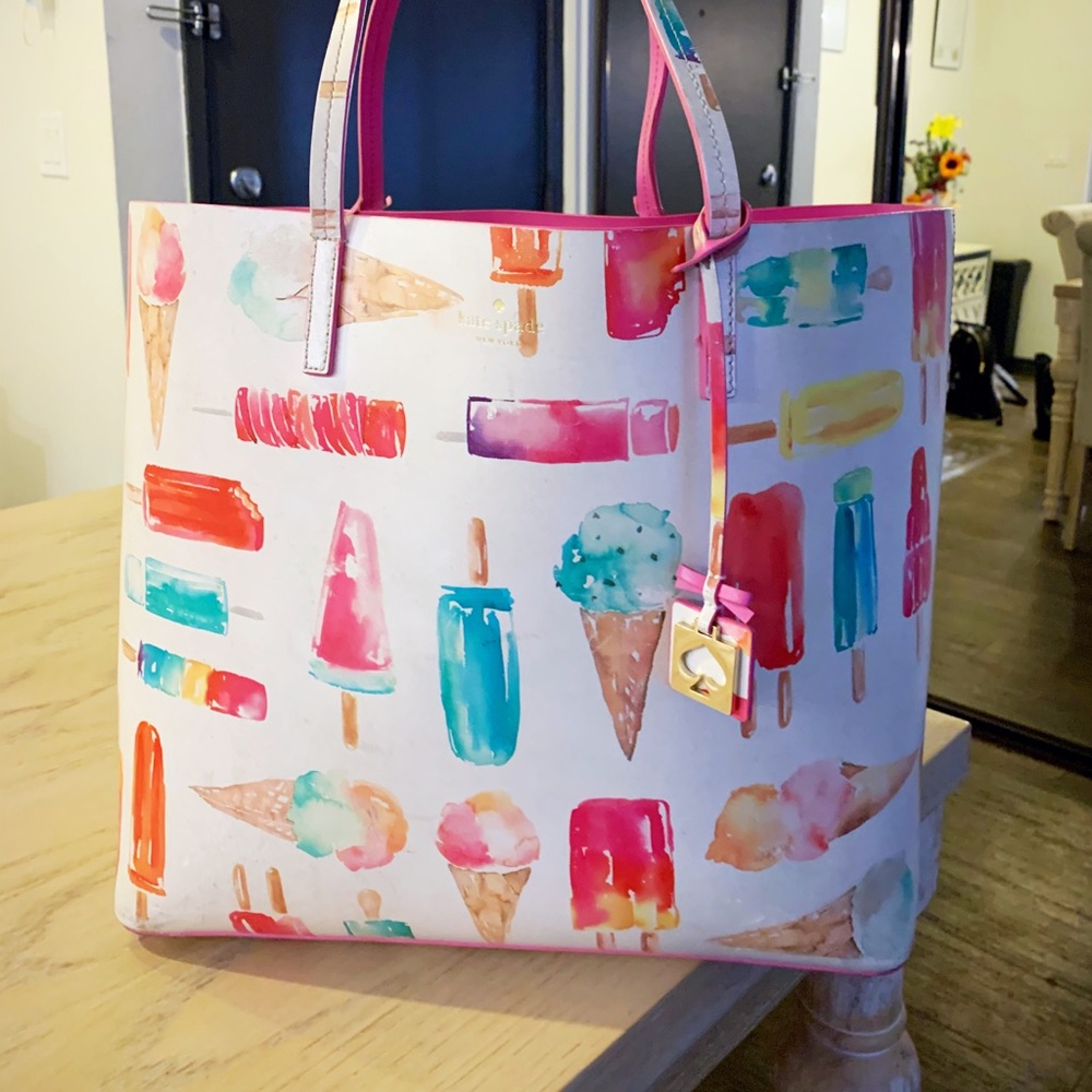 Kate Spade Ice Cream  Large White Multi Tote